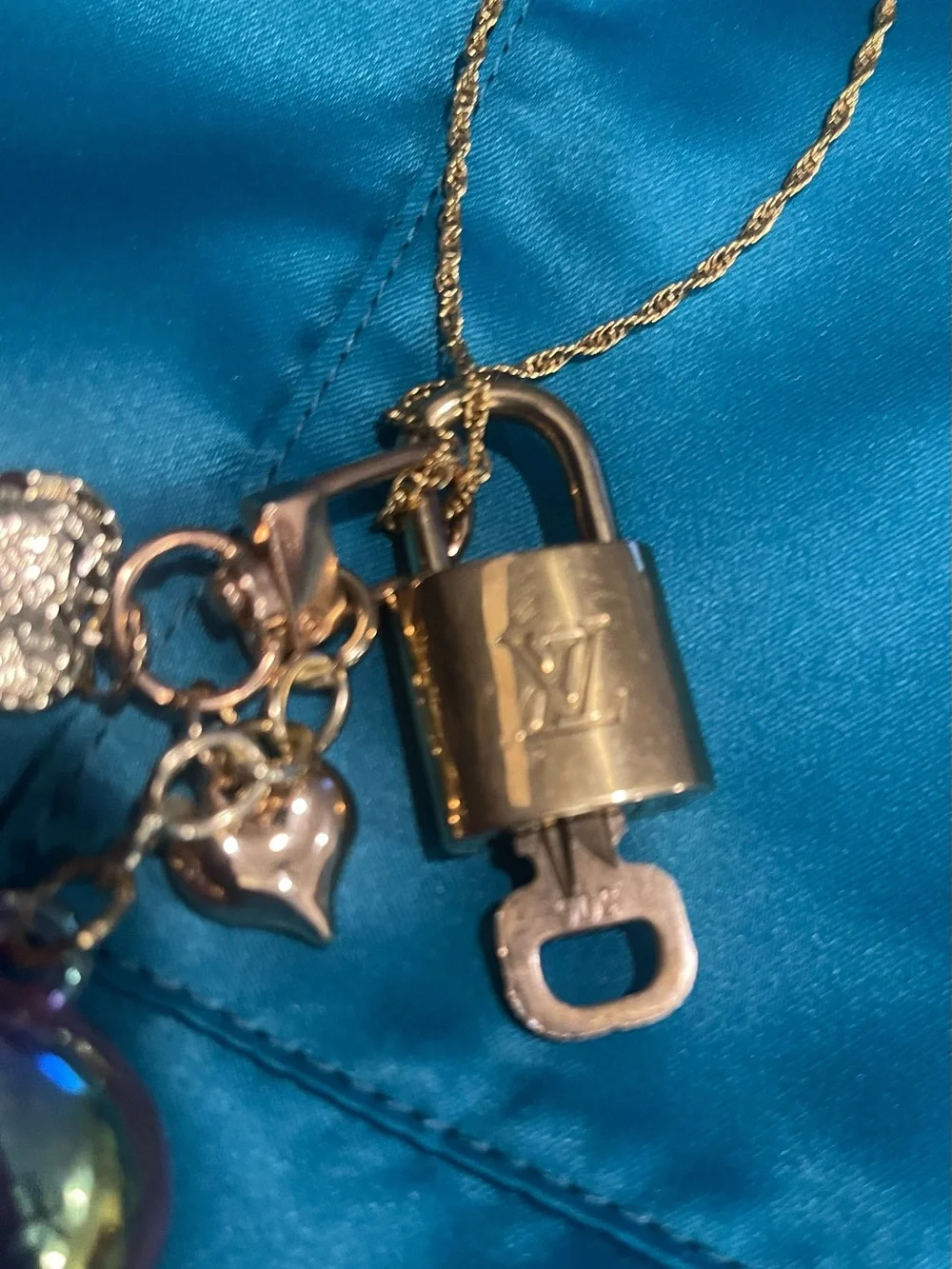 #22 Choice of 1 Key/Bag Charm -Tone Padlock Key Charms with Various Accents
